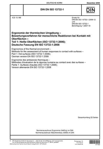 DIN EN ISO 13732-1:2008 DE - Ergonomie der thermischen Umgebung ...