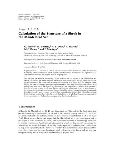 Calculation of the Structure of a Shrub in the Mandelbrot Set