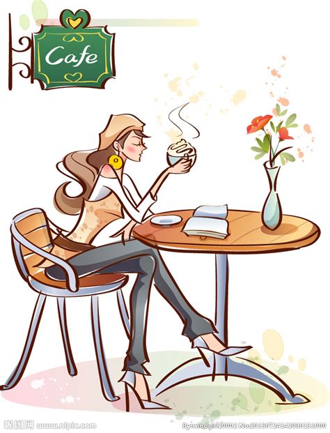 卡通喝咖啡情侣约会休闲生活方式插画图片-千库网