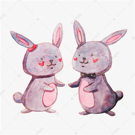 一组手绘卡通兔子情侣头像系列三元素PNG图片素材下载_头像PNG_熊猫办公