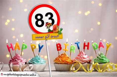 Happy birthday 83 year greeting card poster color Vector Image