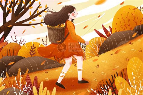 秋天的枫叶和树木卡通插画PSD素材免费下载_红动网
