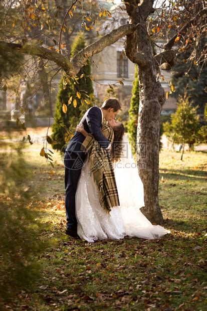 美丽的已婚夫妇在秋天公园的树下热情地亲吻高清图片下载-正版图片304062673-摄图网
