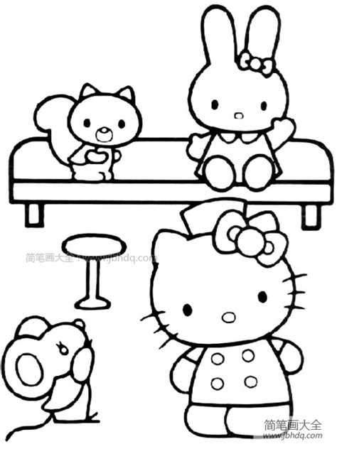 卡通凯蒂猫简笔画图片 Hello Kitty简笔画- 老师板报网