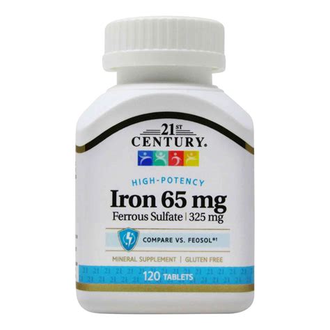 21st Century Iron 65 mg - 120 Tablets - eVitamins South Korea