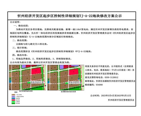 忻州经济开发区起步区控制性详细规划TJ-A-22地块修改方案公示