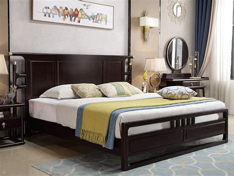 织然新中式实木床1.8米雕花禅意古典双人床婚床主卧床中国风家具-美间设计