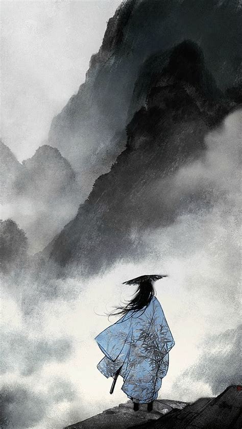 背影古风水墨画头像女生