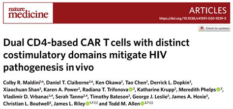 Nature子刊：新型双CAR-T细胞疗法，快速清除体内HIV病毒，持久保护 | 药时代