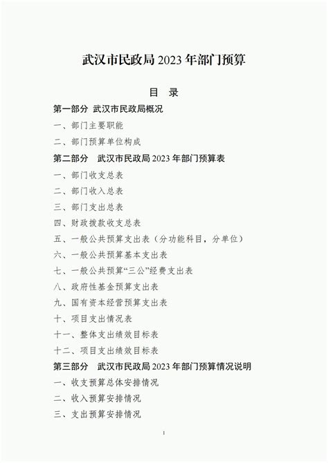 武汉市民政局2023年部门预算-武汉市民政局