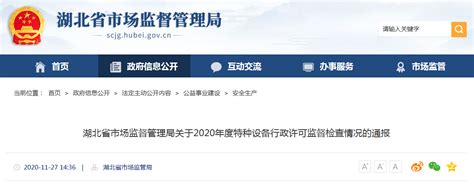 湖北省市场监督管理局通报2020年度特种设备行政许可监督检查情况-中国质量新闻网
