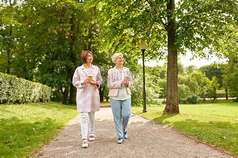 老退休人的两个老妇女朋友喝咖啡沿着夏季公园散步老年女子朋友公园喝咖啡高清图片下载-正版图片300068797-摄图网