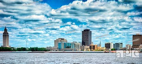 Baton rouge downtown skyline across mississippi river, Stock Photo ...