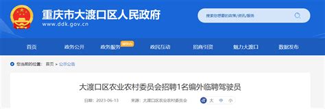 2023年重庆市大渡口区农业农村委员会招聘公告（报名截止时间6月25日）