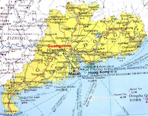 Carte De La Province Chinoise De Guangdong Dans Le Sud Avec Les Villes ...
