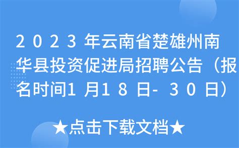 2023年云南省楚雄州南华县投资促进局招聘公告（报名时间1月18日-30日）