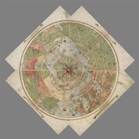 1587 Flat Earth Map of the World Urbano Monte Historic Wall Poster ...