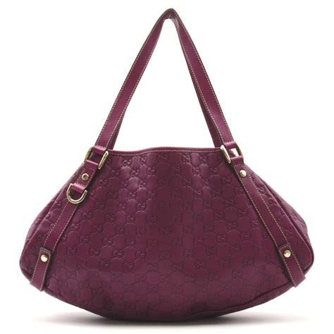 GUCCI GUCCI Tote Bag 130736 Embossed leather Guccissima Purple Used ...