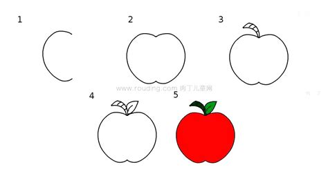水果简笔画-怎么画苹果的画法步骤图解 肉丁儿童网