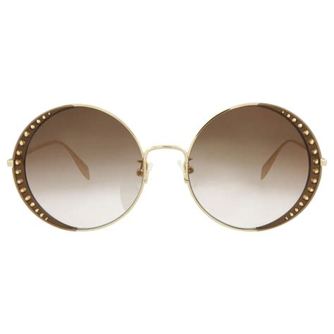 Alexander Mcqueen Round-Frame Metal Sunglasses Golden Metallic ref ...