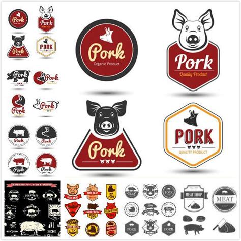 肉店的标志与猪的剪影，文字屠宰，新鲜的肉。肉类企业的符号模板-农家商店，市场，餐馆或设计-旗帜，贴纸