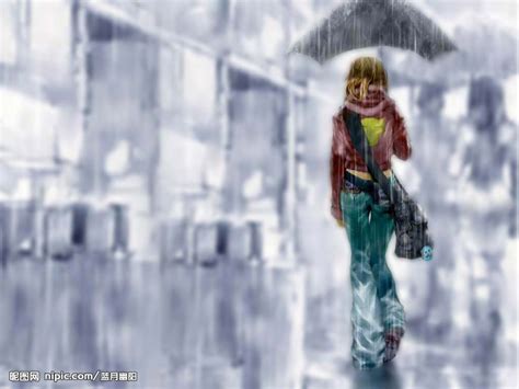 雨中女孩背影设计图__绘画书法_文化艺术_设计图库_昵图网nipic.com