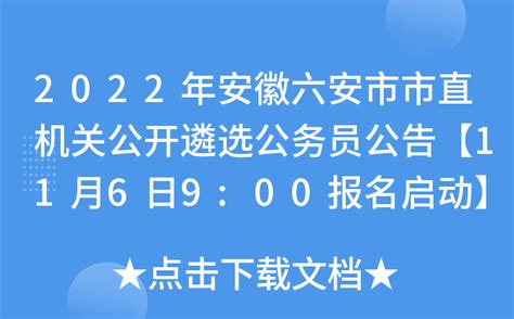 2022年安徽六安市市直机关公开遴选公务员公告【11月6日9:00报名启动】