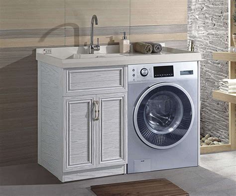 定制蜂窝铝合金阳台洗衣机柜叠加烘干机组合石英石洗手盆池储物柜-淘宝网