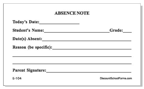 Absence Note Pad | School Forms