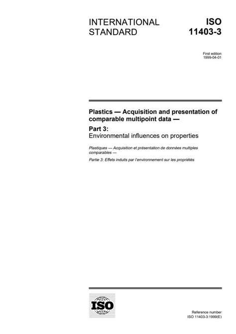 ISO 11403-3:1999 - Plastics — Acquisition and presentation of ...