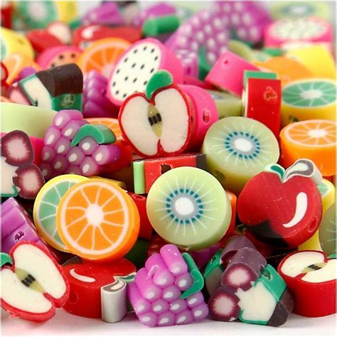 200 perles en argile 10 mm - fruits | Truffaut