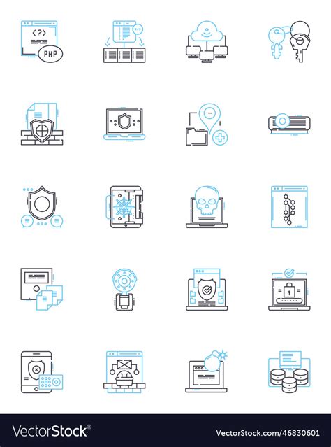 Data privacy linear icons set security Royalty Free Vector