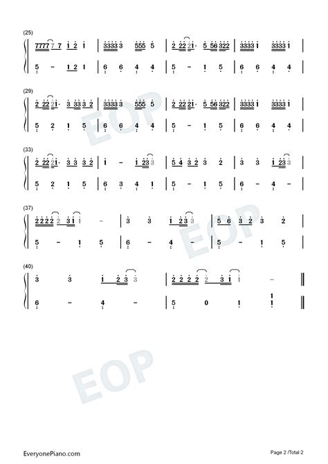 欧若拉-C调简单版双手简谱预览-EOP在线乐谱架