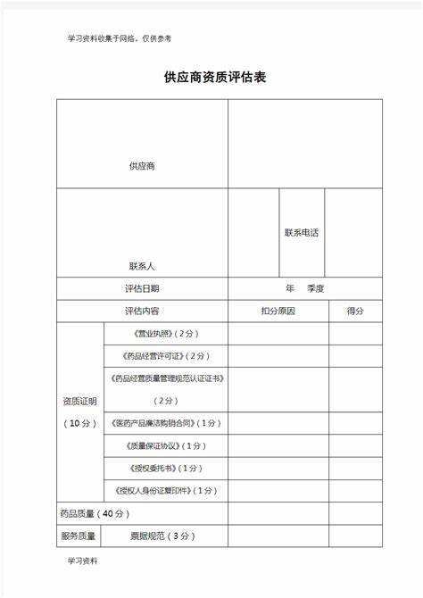 供应商评估指标体系的四个指标