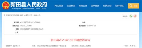 2023年湖南永州新田县公开招聘教师65人公告（报名时间为6月3日至6月5日）