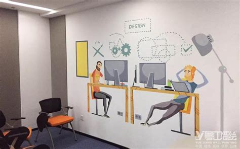 科技感十足的办公室手绘墙壁画 墙体彩绘-大小墙体彩绘公司