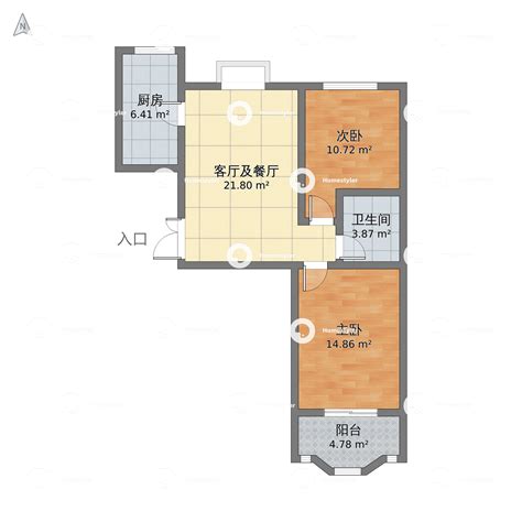 山西省阳泉市城区 东城水岸小区2室2厅1卫 87m²-v2户型图 - 小区户型图 -躺平设计家