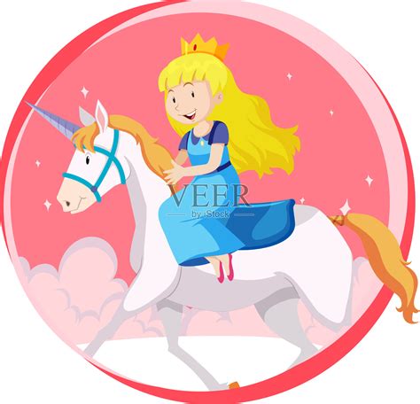 幻想中的公主骑着独角兽插画图片素材_ID:423949310-Veer图库