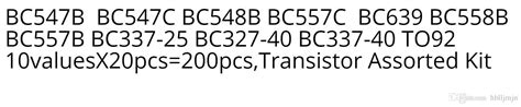 2020 BC547B BC547C BC548B BC557C BC639 BC558B BC557B BC337 25 BC327 40 ...