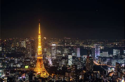 超高清晰日本东京芝公园港区全景夜景塔壁纸