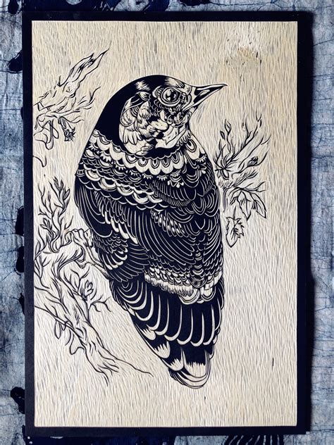 纯手工木板画 鸟类|纯艺术|版画|WuHaiTing - 原创作品 - 站酷 (ZCOOL)