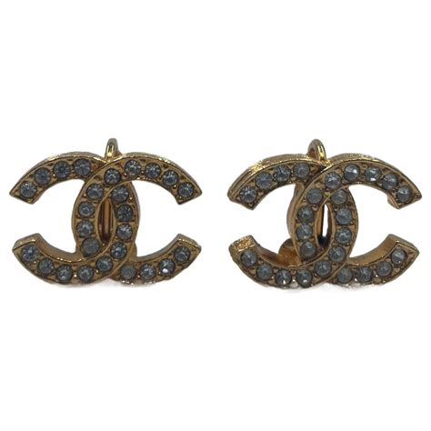 Gold-Toned Chanel Rhinestone CC Earrings Golden Metal ref.719332 - Joli ...