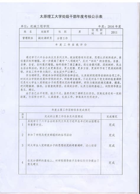 处级干部考核公示表雷宏刚-太原理工大学土木工程学院