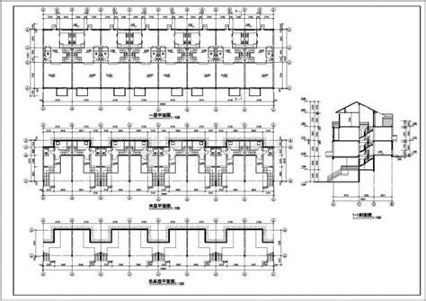 2100平米3层框混结构住宅楼平立剖面设计CAD图纸（含夹层和车库层）_居住建筑_土木在线