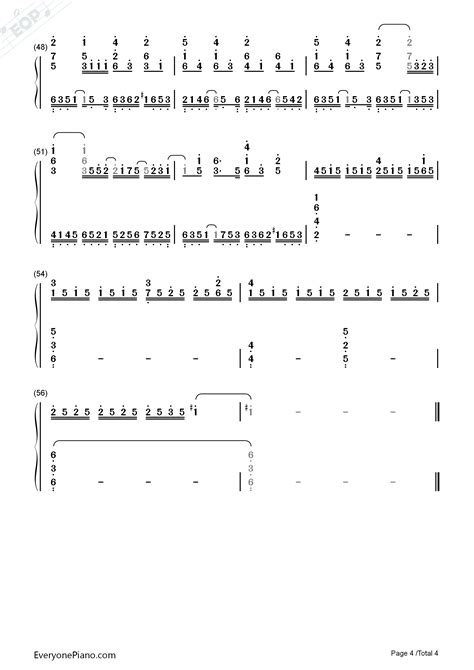 诺言-鹿晗双手简谱预览4-钢琴谱文件（五线谱、双手简谱、数字谱、Midi、PDF）免费下载