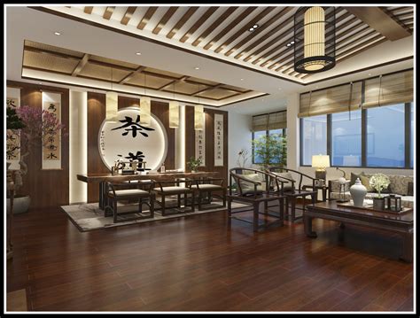 新中式茶室效果图 - 效果图交流区-建E室内设计网