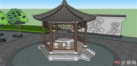 古建广场景观设计SketchUp模型免费下载 - 广场、公园景观 - 土木工程网