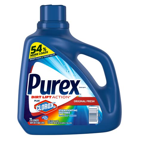 Purex Liquid Laundry Detergent plus Clorox 2, Original Fresh, 128 Fluid ...