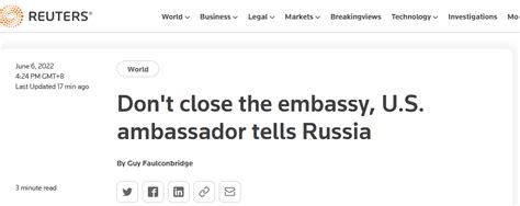 美国驻俄罗斯大使称两国不应关闭使馆，“我们不会完全分手”-新闻频道-和讯网