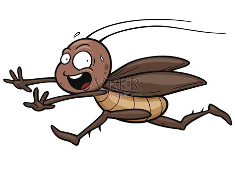 一幅奔跑的蟑螂的漫画插画图片素材_ID:121631184-Veer图库